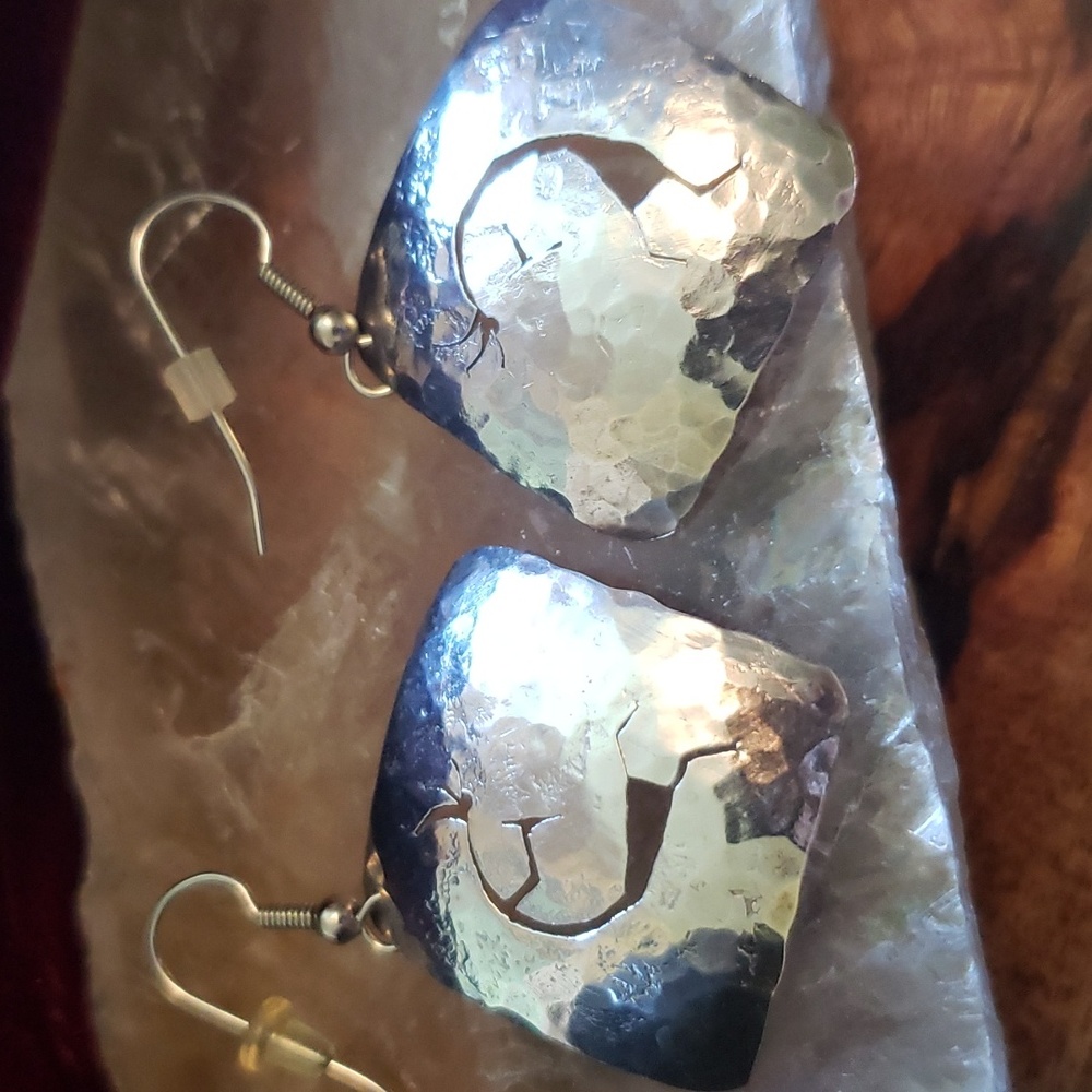 Handcrafted Sterling Silver Cutout Kokopelli Square Earrings